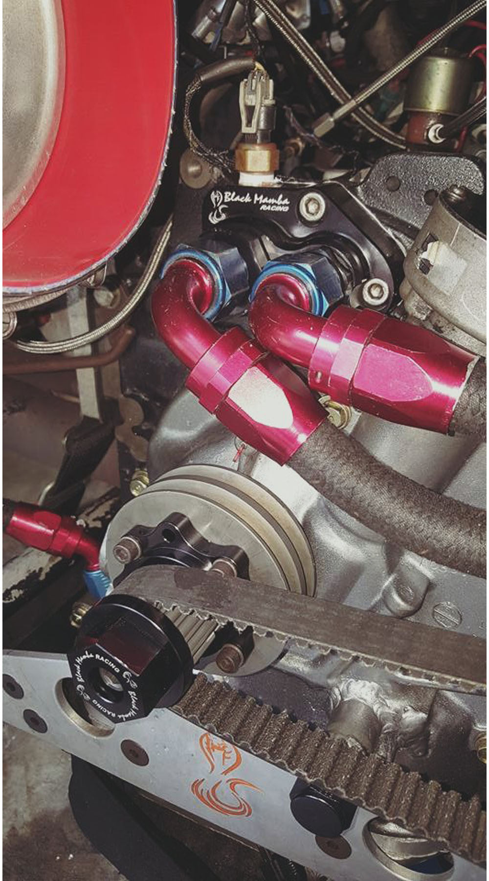 Billet Remote Water Pump Adapter Block with Temperature Sensor Port