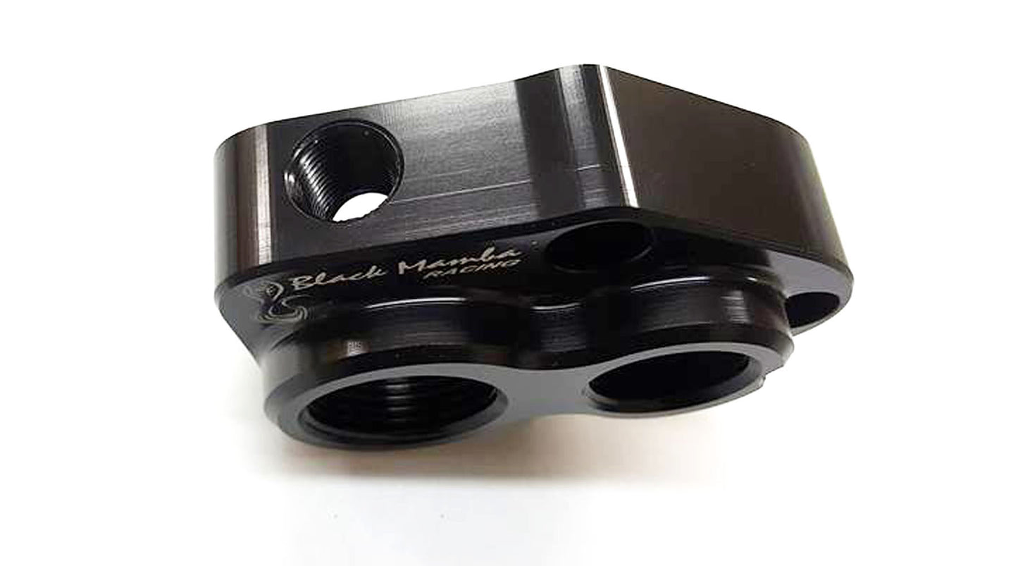 Billet Remote Water Pump Adapter Block with Temperature Sensor Port